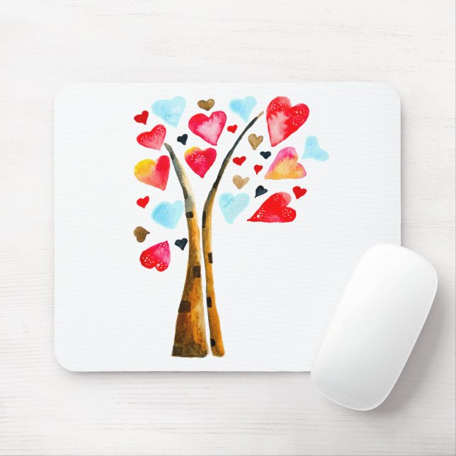Mousepad Árvore de corações valentines caprichosos (Com mouse)