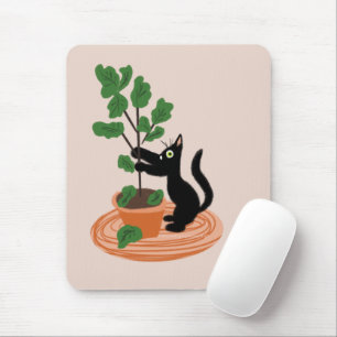 Mousepad Árvore de figo de gato engraçado Plantas em vaso D