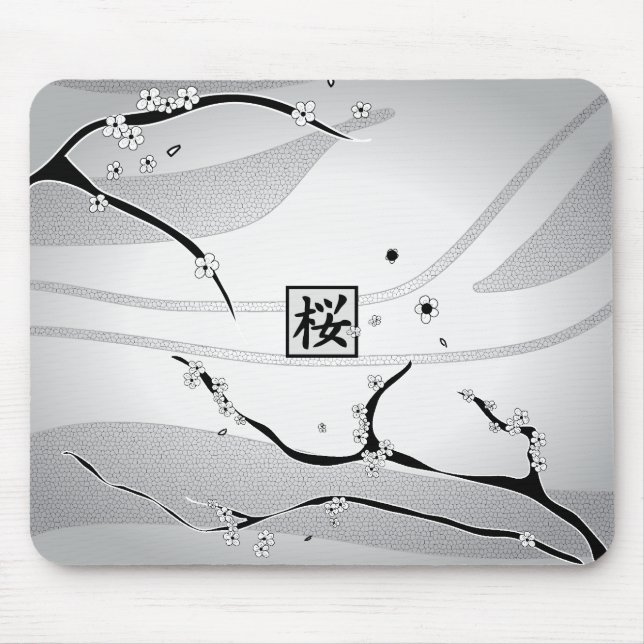 Mousepad Árvore de Flor de Cereja Branca (Frente)