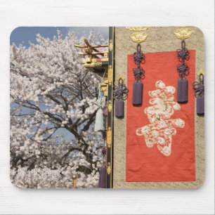 Mousepad Árvore de flor de cerejeira e tapeçaria de seda de