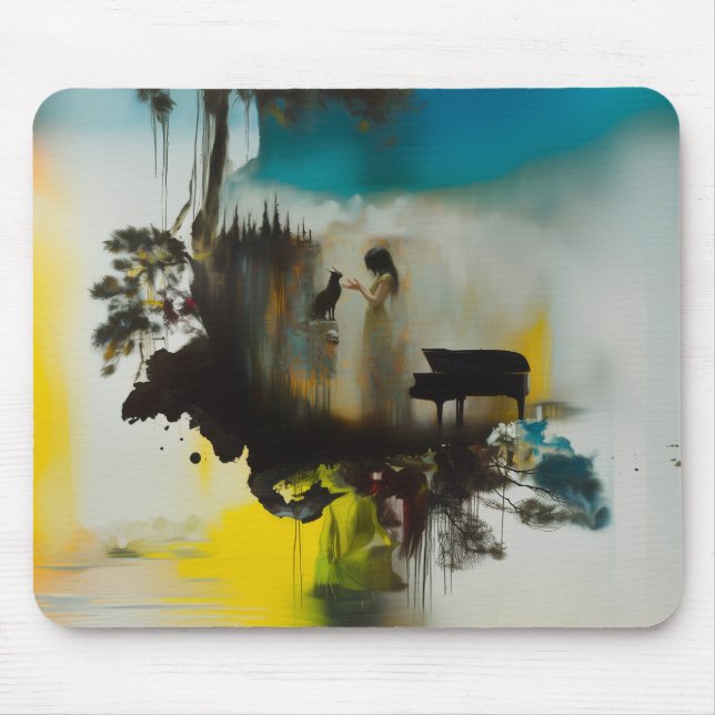 Mousepad Árvore de Gato de Piano abstrato oculta Testemunha (Frente)