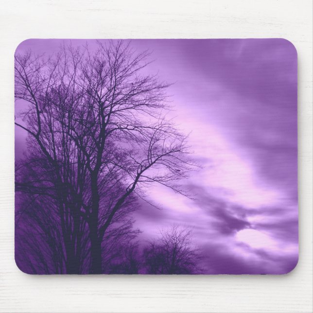 Mousepad Árvore de inverno e Céu em Púrpura (Frente)
