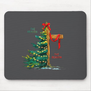 Mousepad Árvore de Natal A Temporada Jesus Cruz Fé Feriado