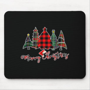 Mousepad Árvore de Natal Alegre Xadrez Búfalo Verde Preto V