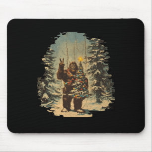 Mousepad Árvore de Natal Bigfoot Luzes Tarot Xmas Sasquatch