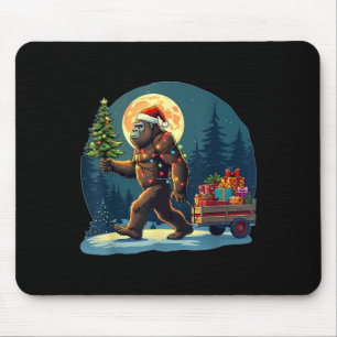 Mousepad Árvore de Natal Bigfoot Santa Hat Luzes Xmas Sasqu