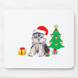 Mousepad Árvore de Natal, cachorro Yorkshire e presentes