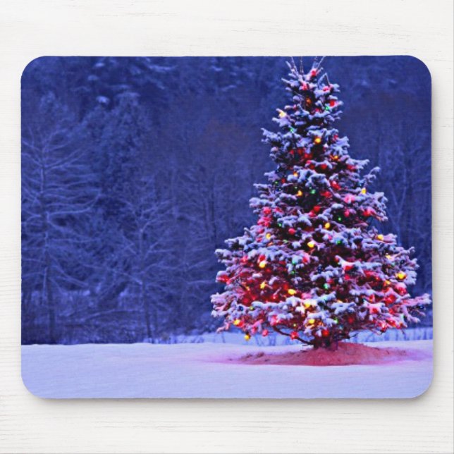 Mousepad Árvore de Natal coberto de neve (Frente)