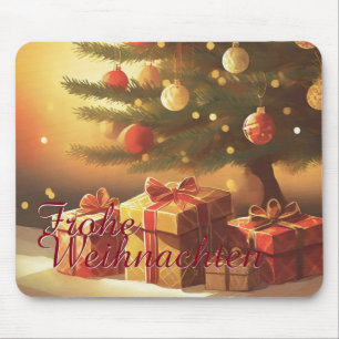 Mousepad Árvore de Natal com presentes dourados
