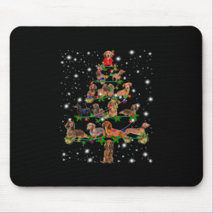 Mousepad Árvore De Natal Dachshund Coberta Por Lâmpada