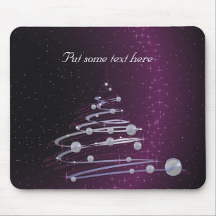 Mousepad Árvore de Natal de abstrato Silver em Púrpura bril