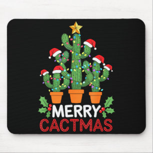 Mousepad Árvore de Natal de Cacto Engraçada Feliz Cactmas C