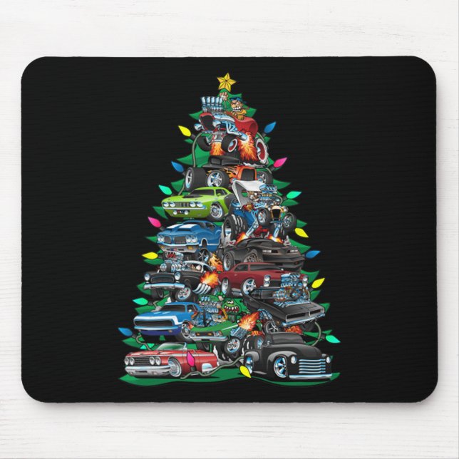 Mousepad Árvore de Natal de Carro Engraçada Cal Carros Musc (Frente)