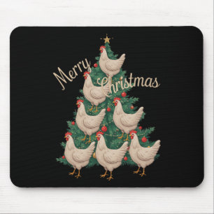 Mousepad Árvore de Natal de Frango Engraçado Frangos Árvore