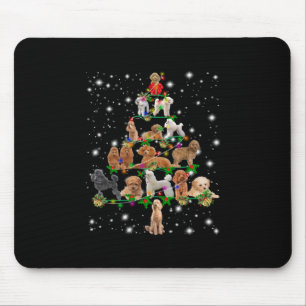 Mousepad Árvore De Natal De Poodle Coberta Pela Lâmpada