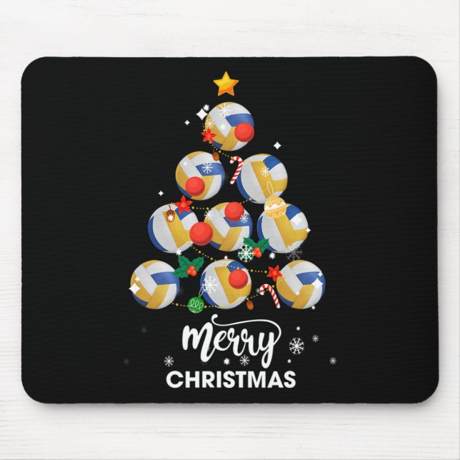 Mousepad Árvore De Natal De Voleibol Presente Para Voleibol (Frente)