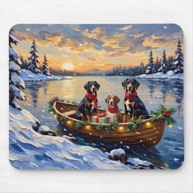 Mousepad Árvore de Natal do Coonhound Walker Natal Barca Fe (Frente)