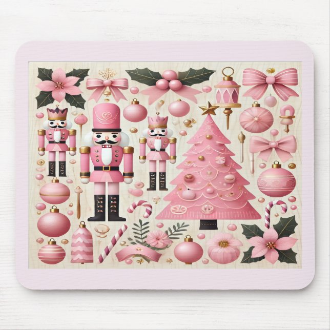 Mousepad Árvore de Natal do Quebra-Nozes Rosa (Frente)