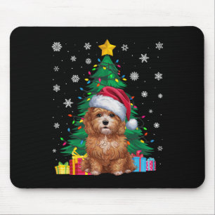 Mousepad Árvore de Natal Doce Luzes Maltipoo Cachorro Sa