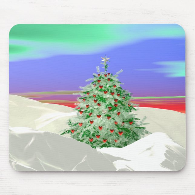 Mousepad Árvore de Natal dos corações (Frente)