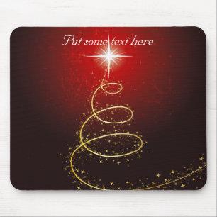 Mousepad Árvore de Natal dourada abstrata na incandescênc