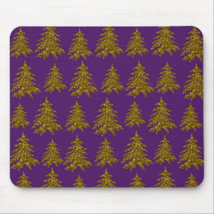Mousepad Árvore de Natal Dourada e brilhante sobre fundo r