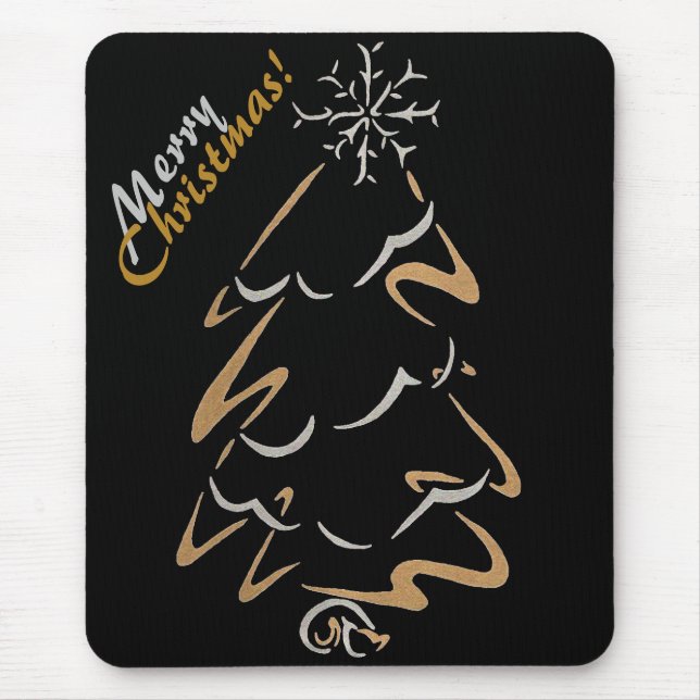 Mousepad Árvore de Natal Dourada e prateada (Frente)