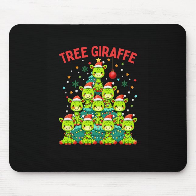 Mousepad Árvore de Natal engraçada Girafa Feriada Girafas S (Frente)
