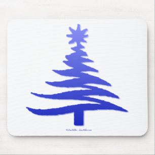 Mousepad Árvore de Natal Estêncil Azul Cobalto