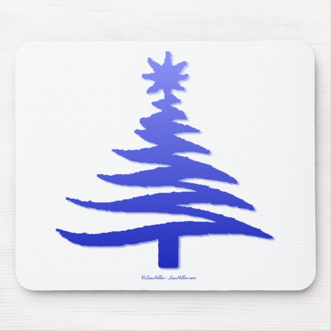 Mousepad Árvore de Natal Estêncil Azul Cobalto (Frente)