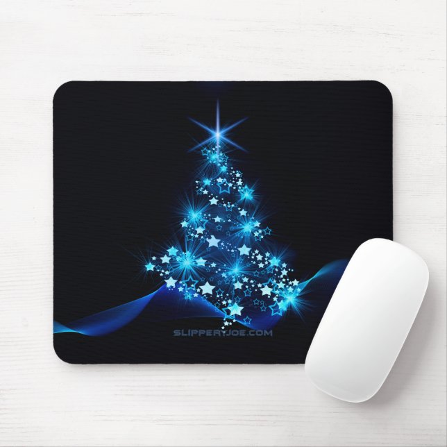 Mousepad árvore de Natal estilizada SlipperyJoe azul brilha (Com mouse)