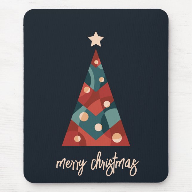 Mousepad Árvore de Natal feliz de arte sazonal (Frente)