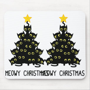 Mousepad Árvore de Natal Gato Grito Gatinho Preto Gatinho P