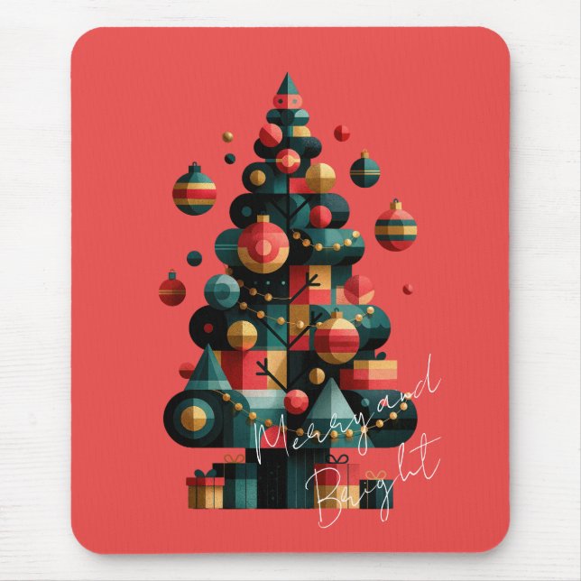 Mousepad Árvore de Natal Geométrica (Frente)