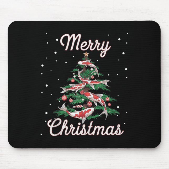 Mousepad Árvore de Natal Koi Fish Xmas Tree Koi Carp (Frente)