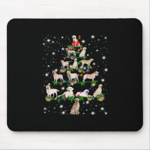 Mousepad Árvore De Natal Labrador Coberta Por Lâmpada De Lâ