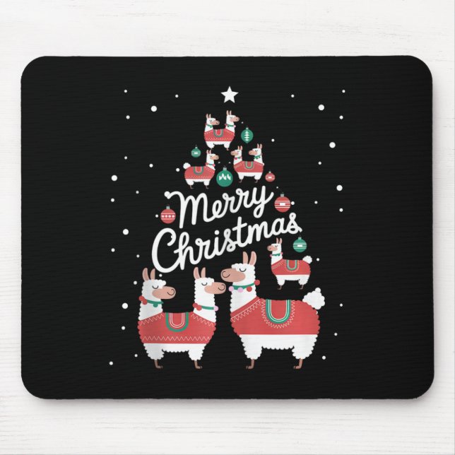 Mousepad Árvore de Natal Lama Xmas Tree Llamas (Frente)