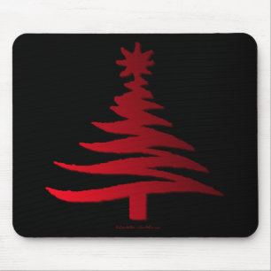 Mousepad Árvore de Natal Moderna Estêncil Impressão Vermelh
