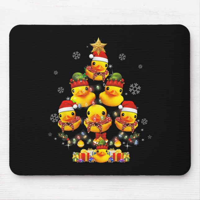 Mousepad Árvore de Natal Pato de Borracha Xmas Luz Cercada  (Frente)