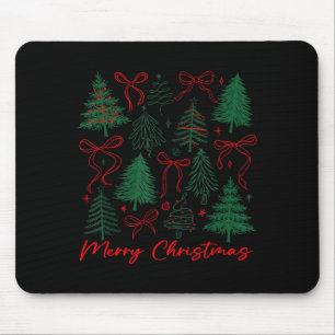 Mousepad Árvore de Natal Preppy Feliz Natal Coquette Menina