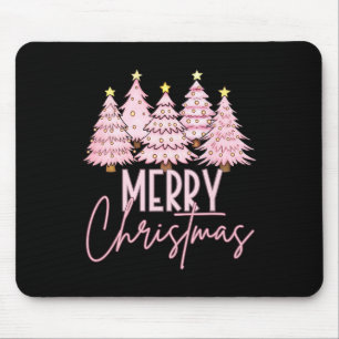 Mousepad Árvore de Natal Rosa Alegre e Brilhante Árvore de