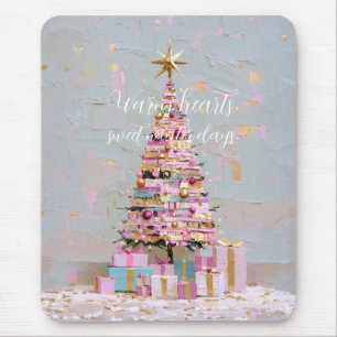Mousepad Árvore de Natal Rosa e Dourada Impasto