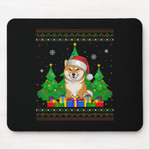 Mousepad Árvore de Natal Santa Hat Shiba Inu