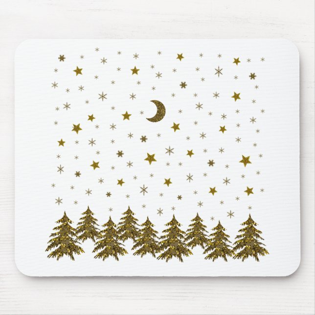 Mousepad Árvore de Natal Sparkasse, lua, estrelas (Frente)
