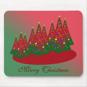 Mousepad Árvore de Natal Verde Vermelha