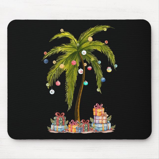 Mousepad Árvore de Palma de Natal Light Hawaiai Tropical En (Frente)