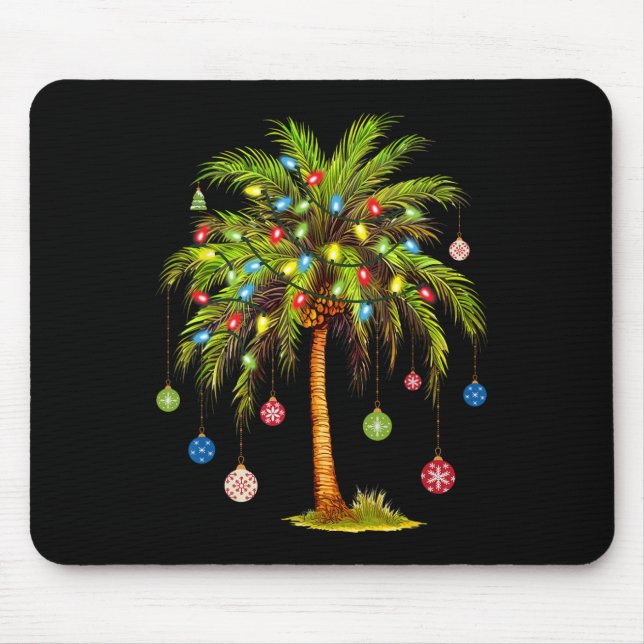 Mousepad Árvore de Palma de Natal Light Hawaiai Tropical Xm (Frente)