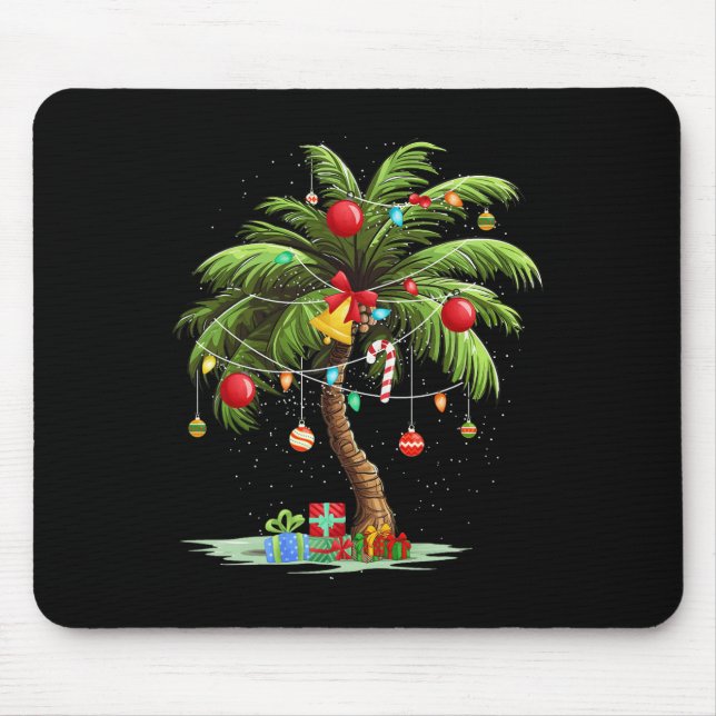 Mousepad Árvore de Palma de Natal Light Hawaiai Tropical Xm (Frente)