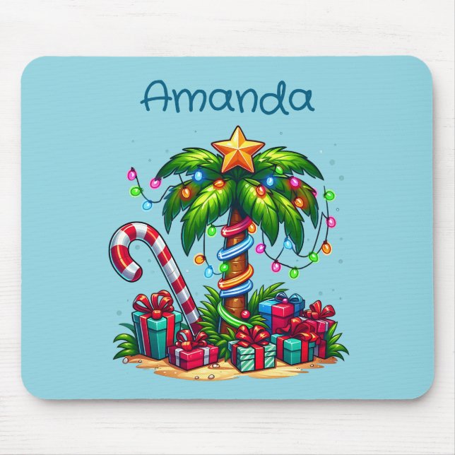 Mousepad Árvore de Palma de Natal tropical (Frente)