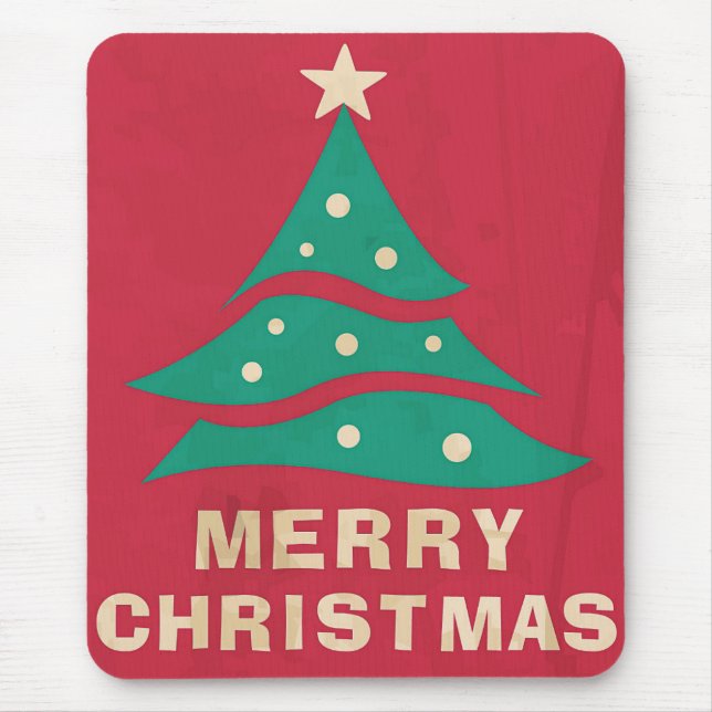 Mousepad Árvore de Retro Feliz Natal (Frente)